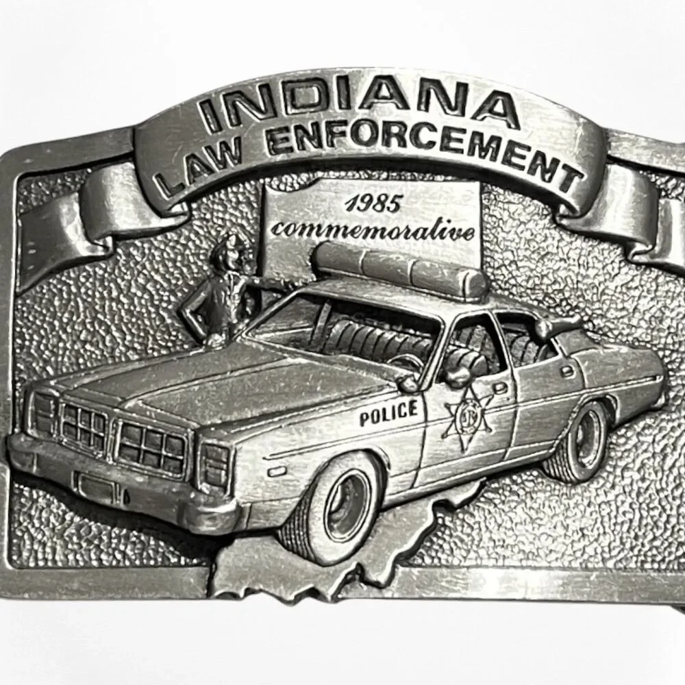 Bergamont Belt Buckle Indiana Law Enforcement Pewter 1985 Commemorative Police